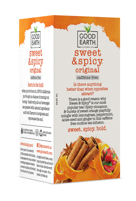 Good Earth Sweet & Spicy tea box on a white background