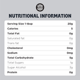 Good Good Blackberry Jam  Nutrition   Nutritional information label  on a gray background