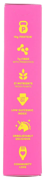 Pink box of Goodles Loopdy Loos Mac & Cheese:  with yellow text and icons on a pink background 