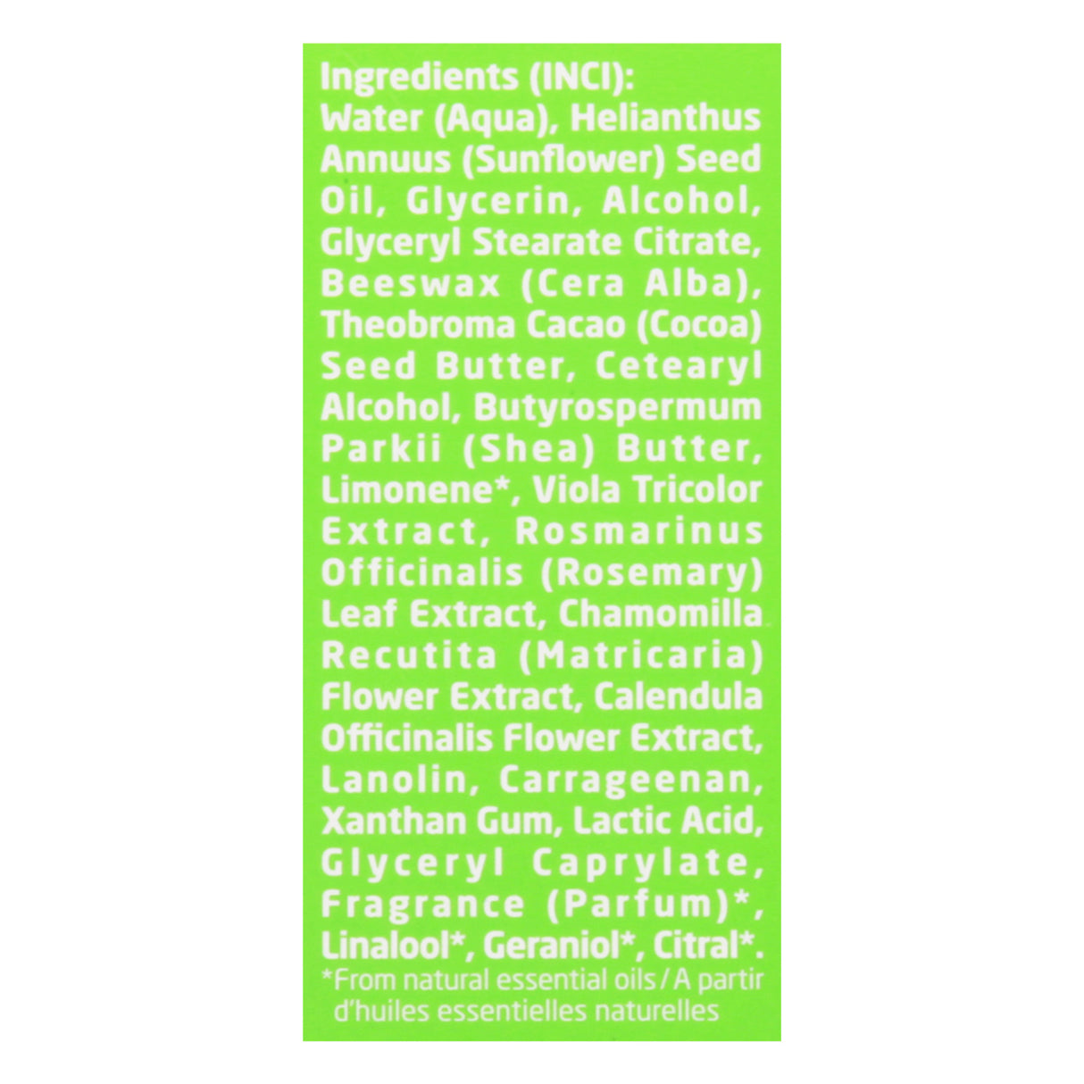 List of ingredients on a green background