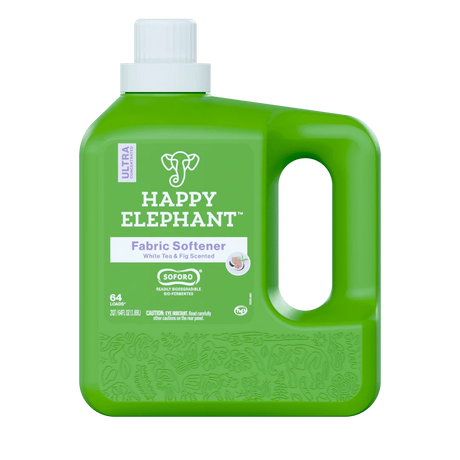 Happy Elephant - White Tea Fig Fabric Softener, 64 fl oz (Pack of 4) - Gluten-Free Softener