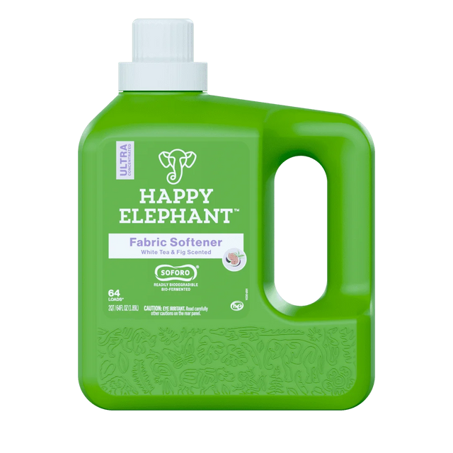 Happy Elephant - White Tea Fig Fabric Softener, 64 fl oz (Pack of 4) - Gluten-Free Softener