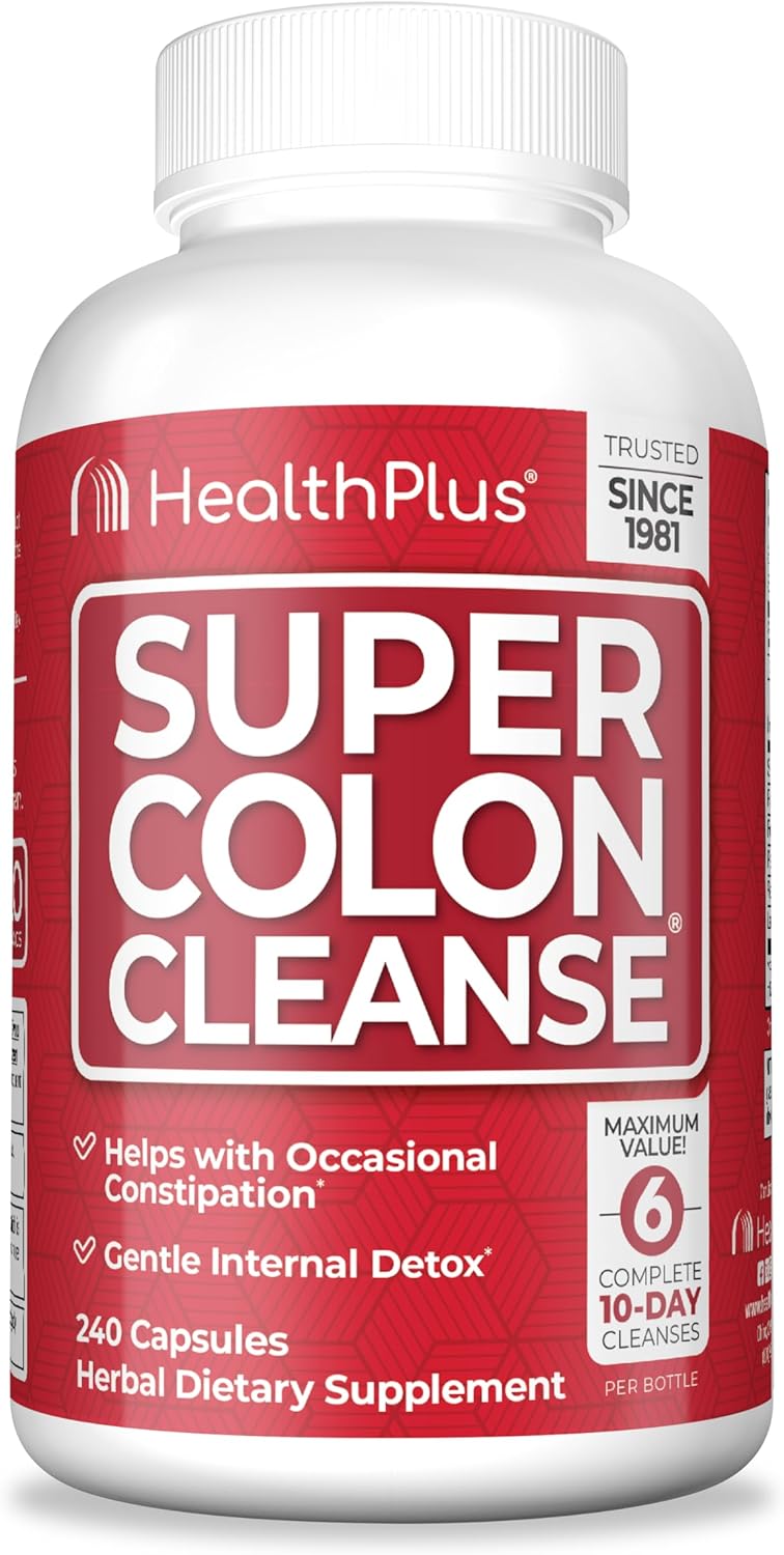 HealthPlus Super Colon Cleanse supplement bottle on a white background
