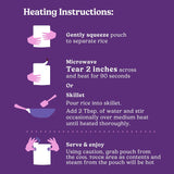 Heating instructions for a product on a purple background