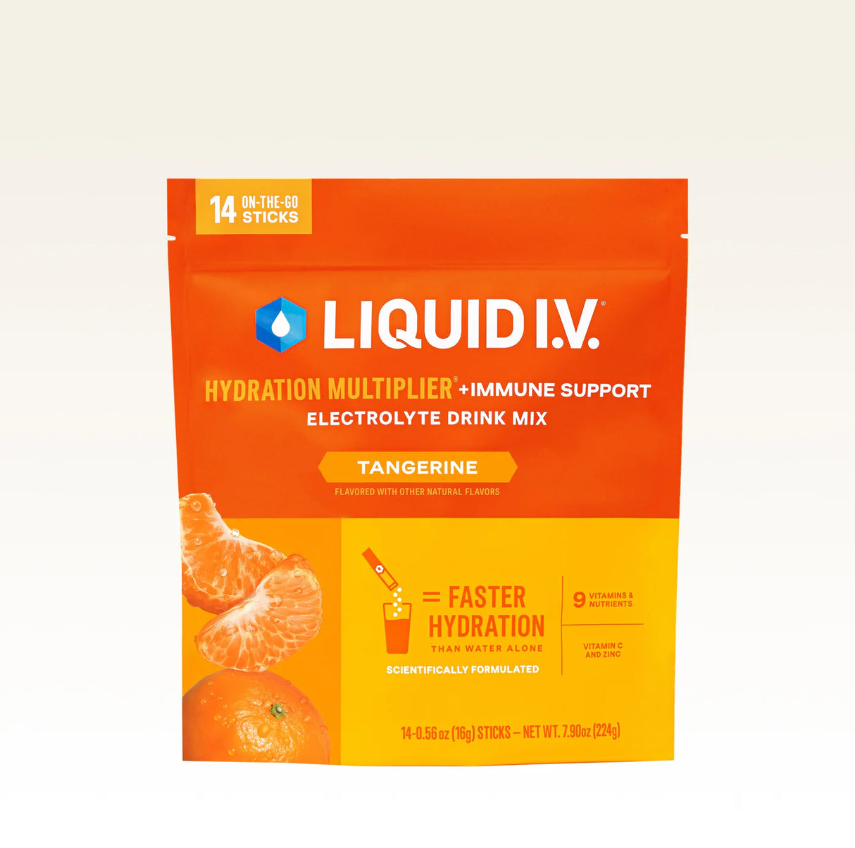 Liquid I.V. Tangerine Drink Mix - .56 Oz. Pack of 8 - Immune Support - Hydrating