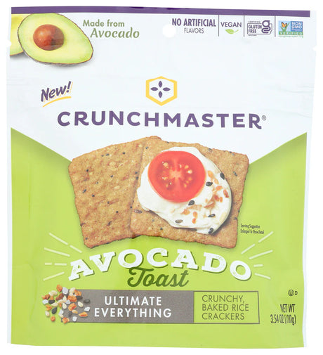 Crunchmaster - Avocado Toast Everything Crackers, 3.54 oz (Pack of 12) - Gluten-Free Snacks