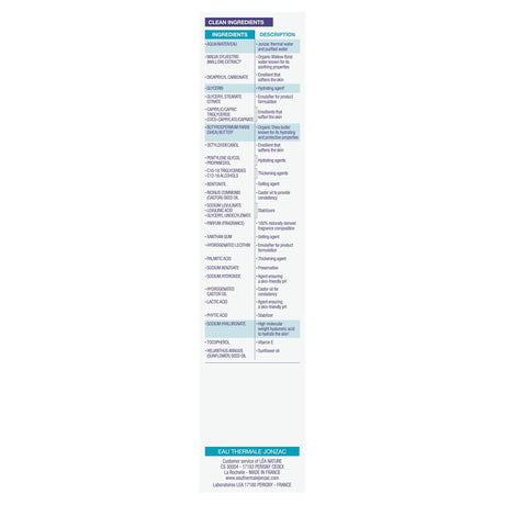 Jonzac Rehydrate eye contour cream with product Ingredients list on a white background
