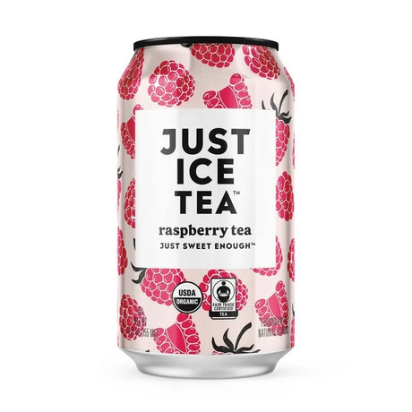 Just Ice Tea - Organic Raspberry Tea, 12 fl oz (Pack of 12) - Fair Trade Beverage