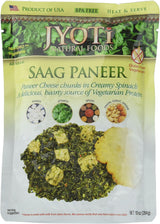 Packaging of Jyoti Natural Foods Saag Paneer with green and yellow design