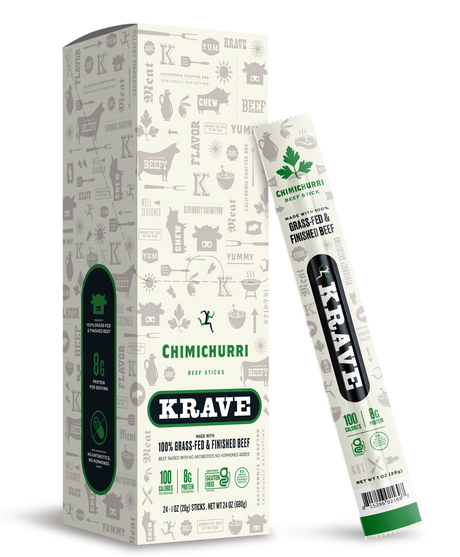 Krave - Beef Chimichurri Snack Sticks, 1 oz (Pack of 24) - Gluten-Free Protein