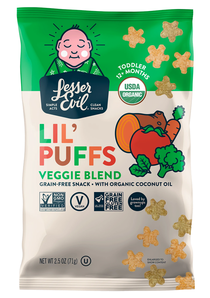 Bags  Lesser Evil Lil Puff Veggie Blend (Pack of 6 2.5 Oz Bags) - Cozy Farm 