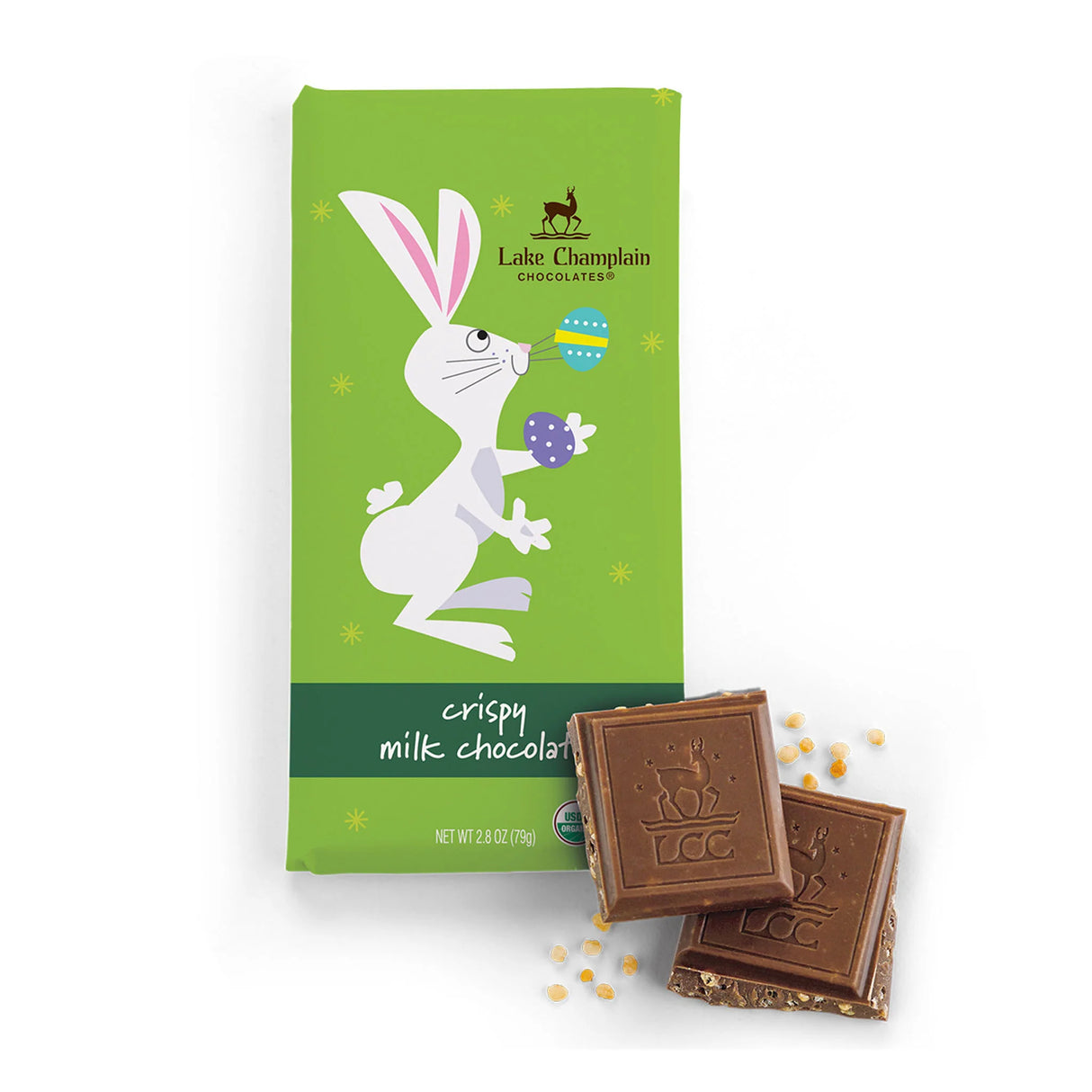 Lake Champlain Chocolates - Organic Easter Chocolate Crunch Bar, 2.8 oz (Pack of 12) - Vermont Made Treat
