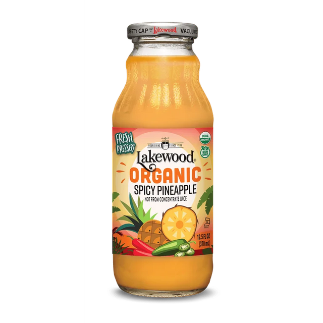 Lakewood - Organic Spicy Pineapple Juice, 12.5 oz (Case of 12) - Gluten-Free Kosher
