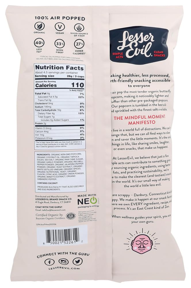 Lesser Evil Fiery Hot Popcorn