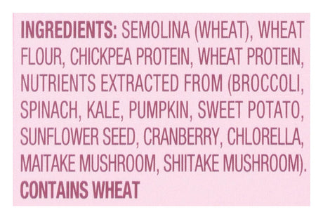 List of ingredients of Goodles Loopdy Loos Mac & Cheese on a pink background