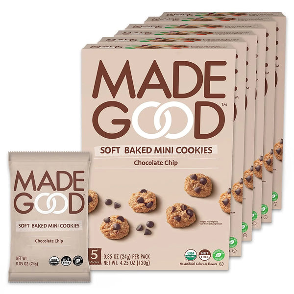 MadeGood Soft Chocolate Chip Cookies, Pack of 6 (4.25 Oz. Each)