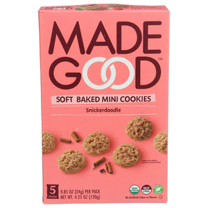 Made Good Soft Mini Snickerdoodle Cookies, Vegan Gluten-Free Snack, Case of 6, 4.25 oz