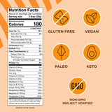 Manitoba harvest help seeds Nutrition facts label with health certification icons on a beige background