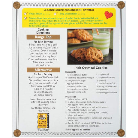 McCann's Quick Cooking Rolled Oats, 16 Oz. (Pack of 12) - Cozy Farm back
