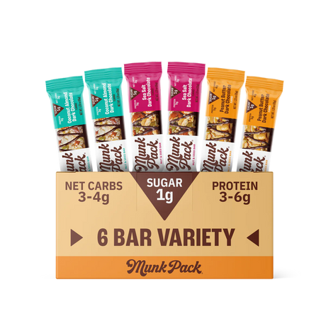 Munk Pack Keto Nut & Seed Bar Variety Pack, 6/1.23 oz (Pack of 12) - Gluten-Free Kosher Snacks