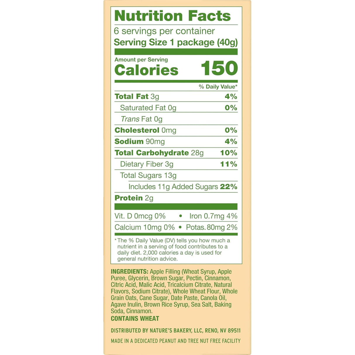 Nature's Bakery Oatmeal Crumble Apple nf