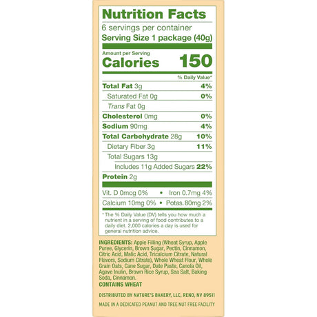 Nature's Bakery Oatmeal Crumble Apple nf