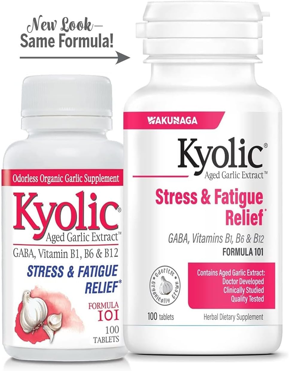 New Look of  of Kyolic Aged Garlic Extract on a white background