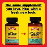 New look of Bragg Apple Cider Vinegar with a yellow background and text.