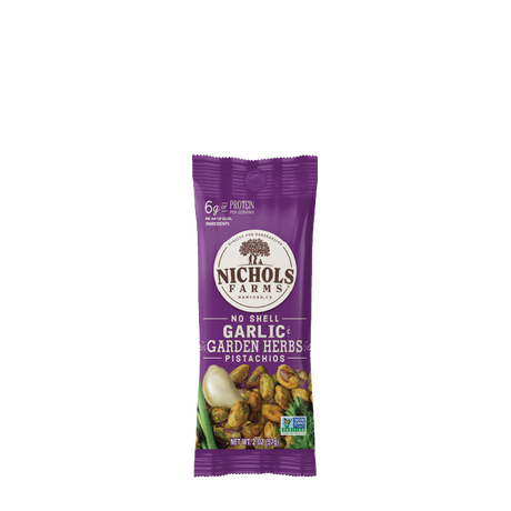 Nichols Farms - Garlic & Garden Herb Pistachios, 2 oz (Pack of 10) - Gluten-Free Snack