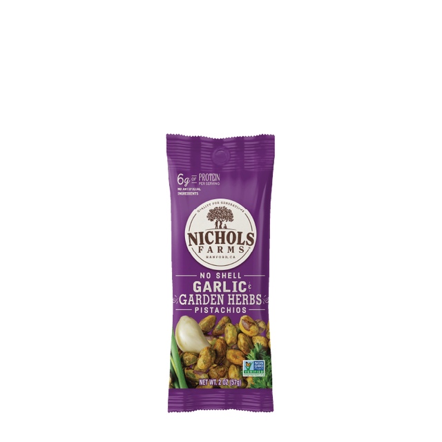 Nichols Farms - Garlic & Garden Herb Pistachios, 2 oz (Pack of 10) - Gluten-Free Snack