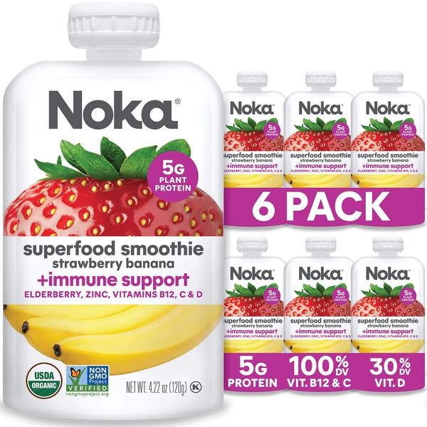 Noka Pineapple Strawberry Smoothie, 4.22 oz, Pack of 6