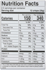 Nutrition facts label for a hippie banana snack with serving size and calories information.