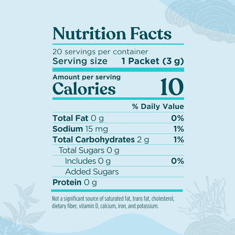 Nutrition facts label for a product with a blue background
