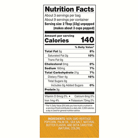 Nutrition facts label for a product with detailed nutritional information and ingredient list.