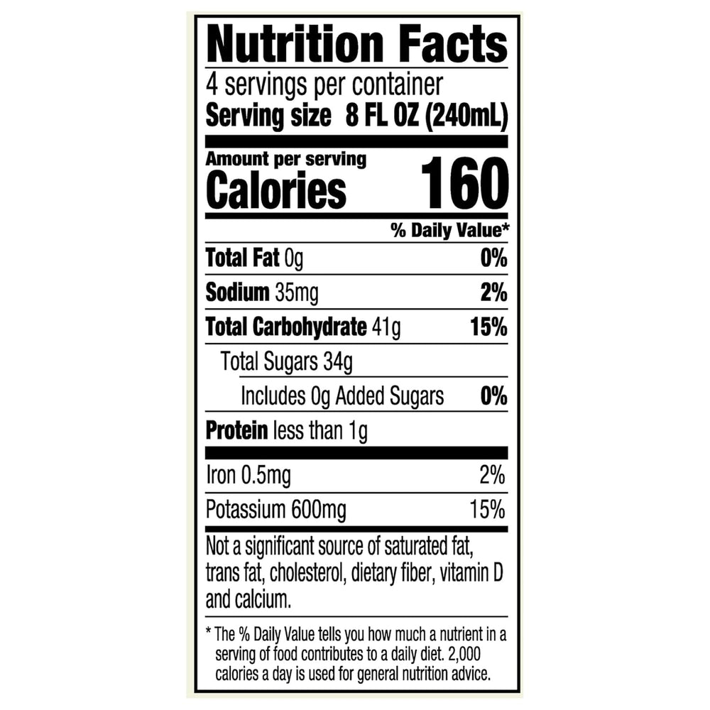 Nutrition facts label for a product with serving size, calories, and nutritional content details.