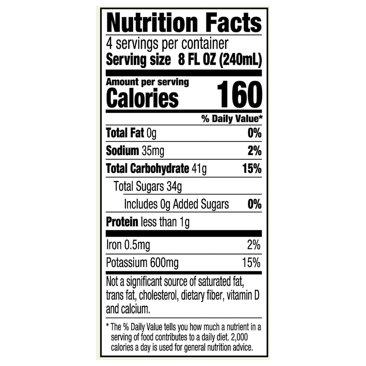 Nutrition facts label for a product with serving size, calories, and nutritional content details.