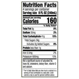 Nutrition facts label for a product with serving size, calories, and nutritional content details.
