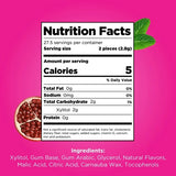 Nutrition facts label for a product with a pink background