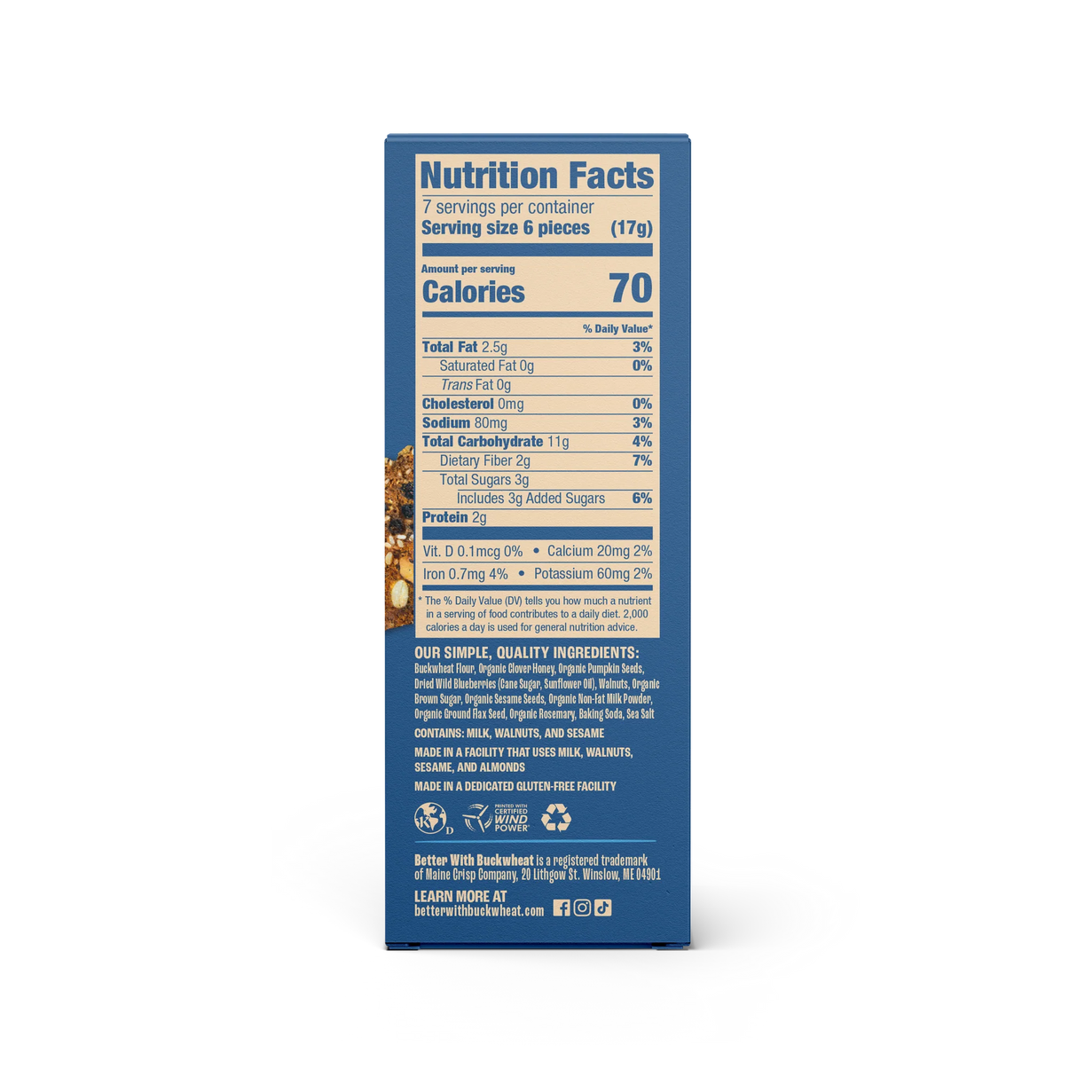 Nutrition facts label on a product packaging with a white background