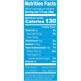 Nutrition facts label with blue background and white text