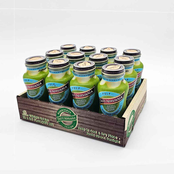 Taste Nirvana Coconut Water with Pulp (Pack of 12) - 9.5 Fl Oz - Natural Hydration
