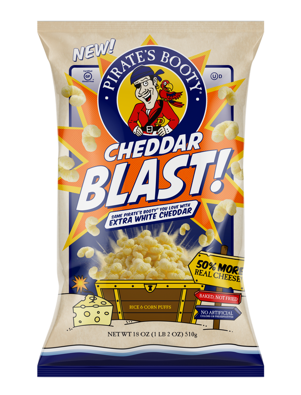 Bags  Pirate's Booty - Rice/Corn Puff Chdr Blast (Pack of 12 4-Oz Bags) - Cozy Farm 