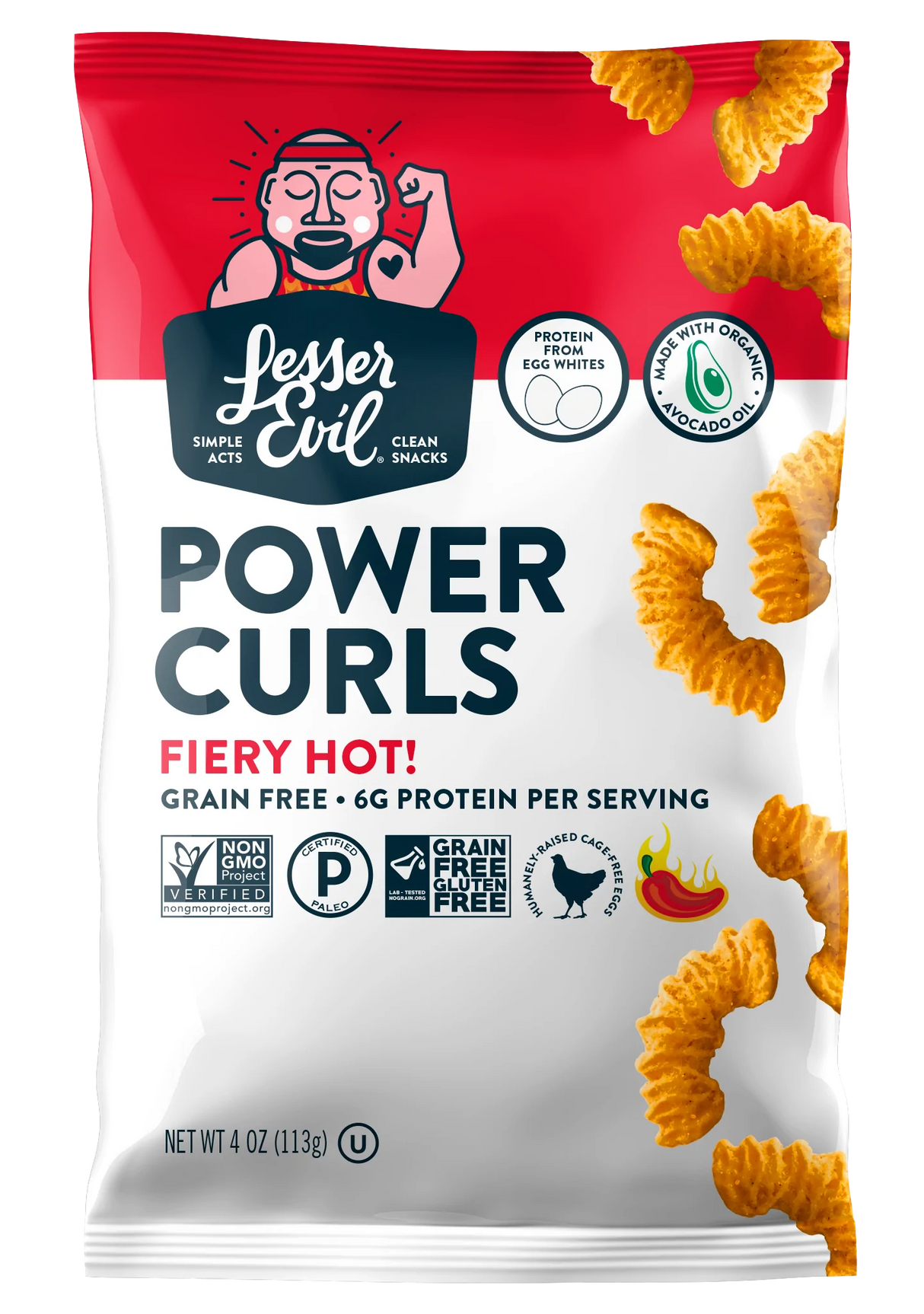 Lesser Evil Power Curls Fiery Hot, 9-Pack (4 Oz. Each) - Cozy Farm 