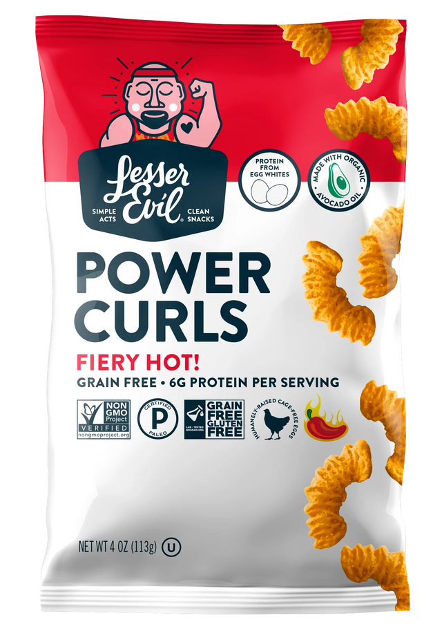 Lesser Evil Power Curls Fiery Hot, 9-Pack (4 Oz. Each) - Cozy Farm 