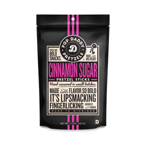 Pop Daddy - Cinnamon Sugar Pretzel Sticks, 7.5 oz (Pack of 12) - Sweet Snack Treat