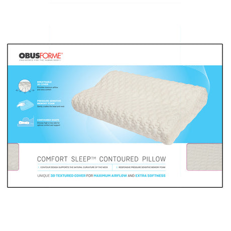 ObusForme Comfort Sleep Contoured Pillow - Back & Neck Support - Breathable Cervical Pillow