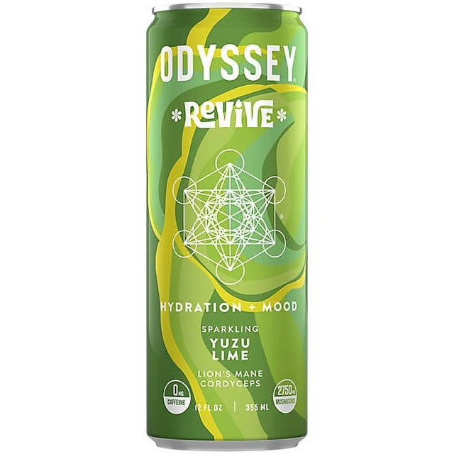 Odyssey Revive Hydrt Yuzu Lime, 12 fl oz (Pack of 12) - Hydration Drink Case