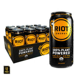 Riot Energy Mango – Bebida energética orgánica (paquete de 12 latas de 473 ml)