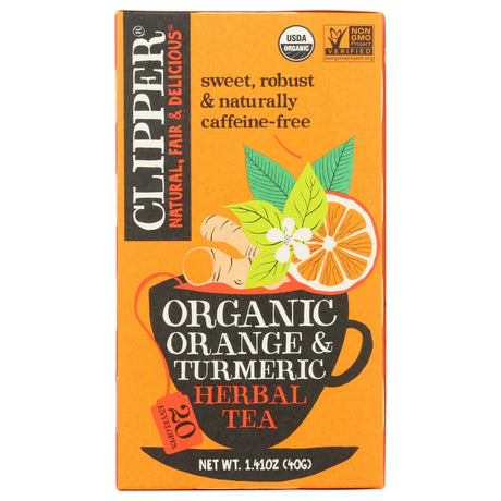 Clipper Tea - Organic Orange Turmeric Herbal Tea, 20 Bag (Pack of 6) - GMO Free