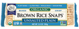 Packaged Edward and Sons Unsalted Brown Rice Snaps, 3.5 Oz.  with label on a white background